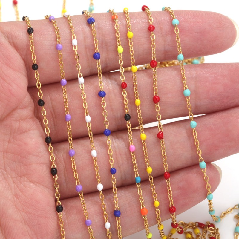 Pearl Trim Chain - Simpatica catena con perline smaltate in