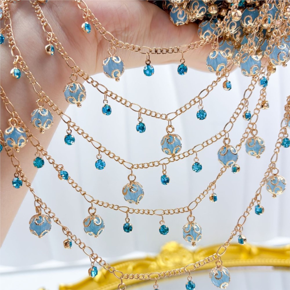 Pearl Trim Chain - Catena in ottone con ciondoli pendenti